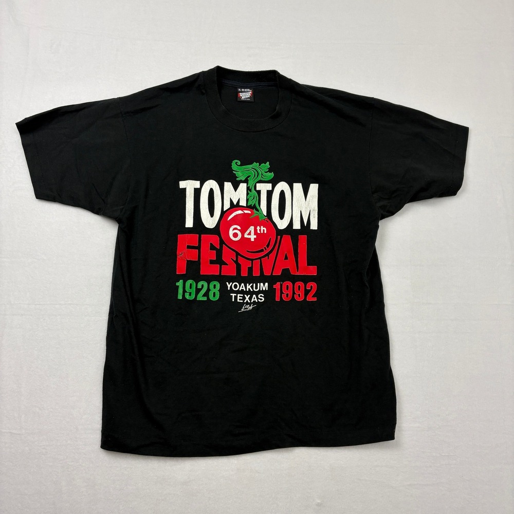 Vintage 1992 Tom Tom Festival Yoakum Texas T-Shirt XL Screen Stars Best Black